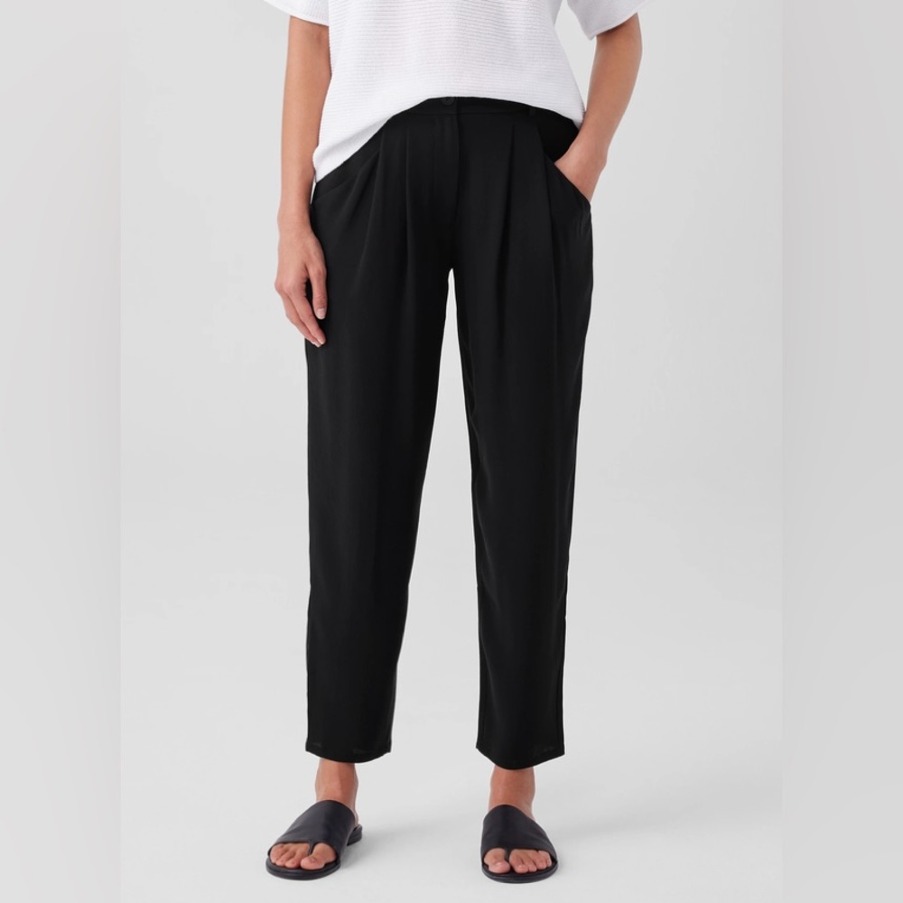 NWOT Eileen FISHER Silk Elegant Black Women's Pants Large